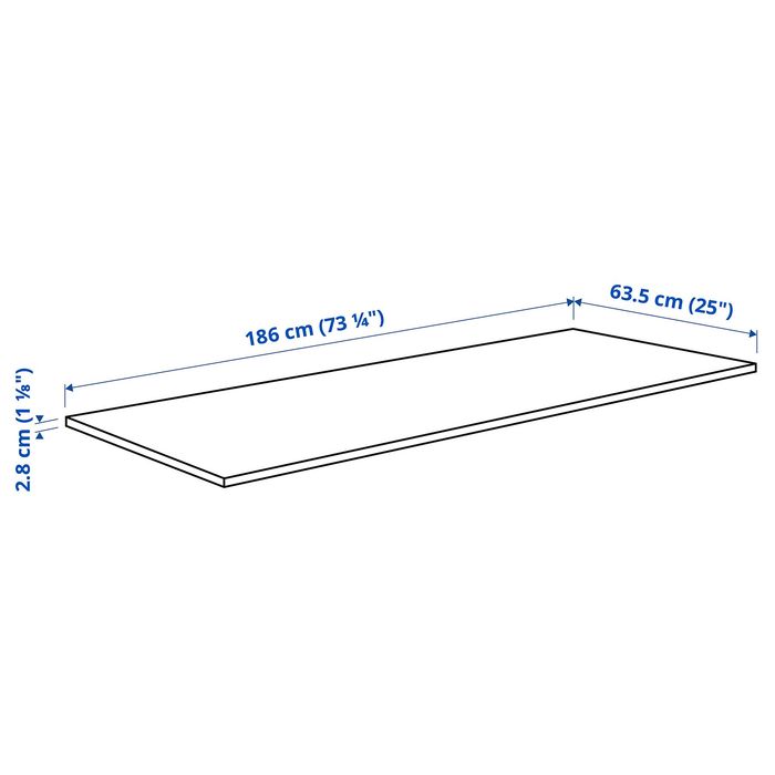 Стільниця 186 х 63,5 х 2,8 см IKEA EKBACKEN, 303.954.39