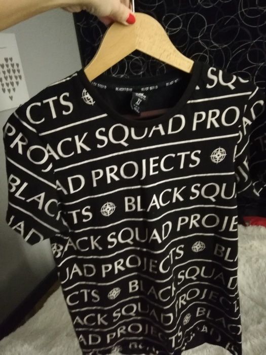 tshirt xs BLACK SQUAD PROJECTS xs/s 36 koszulka 36 czarna  fit