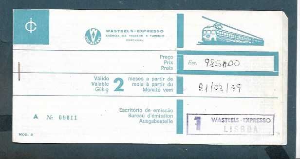 Bilhete Comboio antigo  1979 - Viagem Internacional