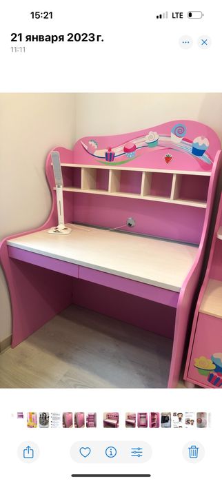 Стол с надстройкой розовый фирмы Cilek