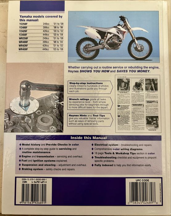 Serwisówka, instrukcja napraw Yamaha YZ WR 250 i 450 4T 98-08r