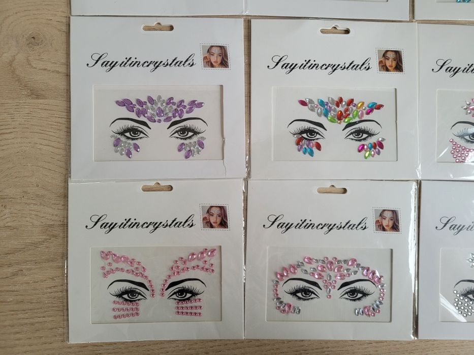 Kryształki samoprzylepne do twarzy ciała 9 sztuk