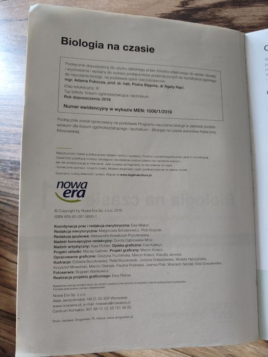 Biologia na czasie 1 zakres podstawowy Nowa era