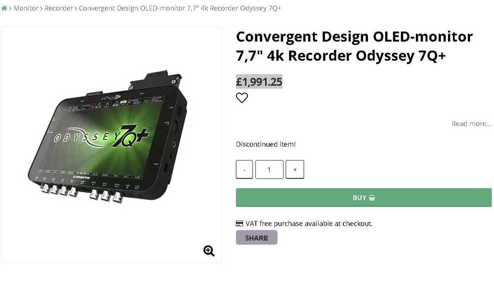 Convergent Design Odyssey7Q+ накамерний монітор-рекордер