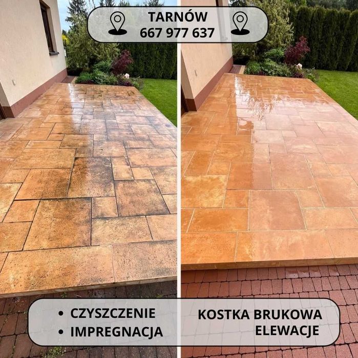 Czyszczenie kostki brukowej elewacji Tarnów Mycie Impregnacja TALERZ