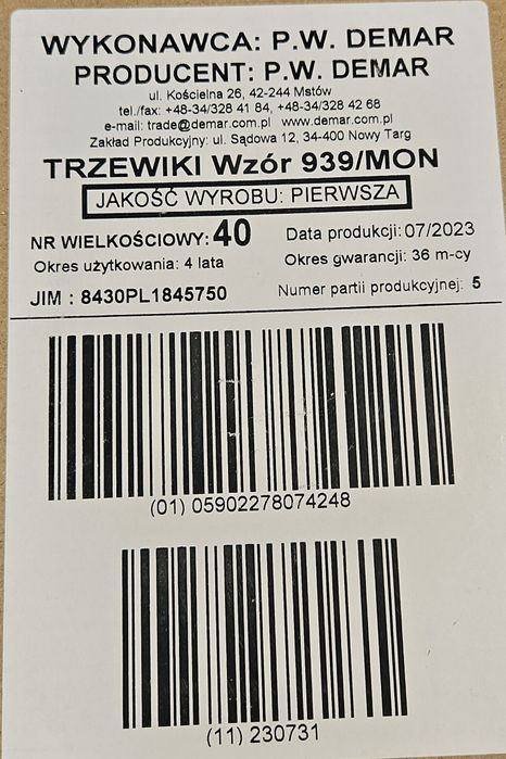 Buty wojskowe 40r 939/Mon Demar
