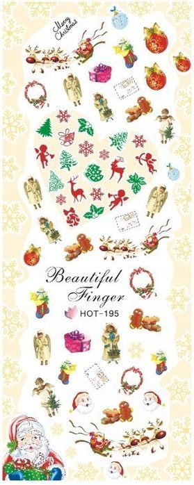 DS195 Naklejki wodne 5x13cm zima bałwan choinka