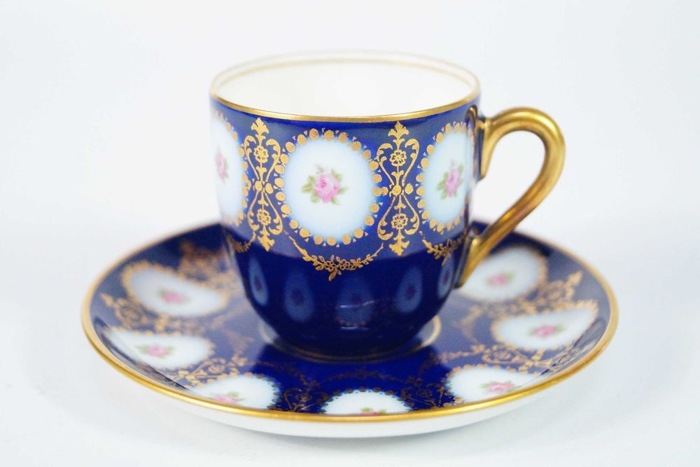 Rosenthal Piękna Stara Filiżanka Kobalt złoto Mokka Espresso