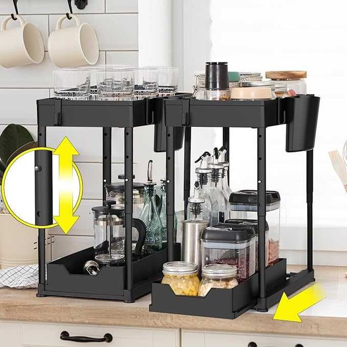 2 x Organizer z Wysuwaną Półką i Regulowaną Wysokością