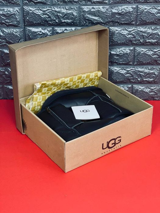 Последняя пара 37 размер !! Высокие угги на замке/ Ugg кожаные черные