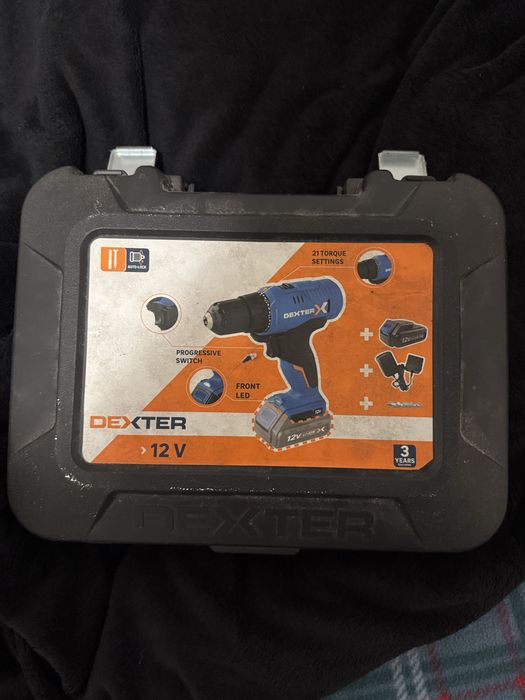 Berbequim sem fio Dexter 12V + bateria + carregador