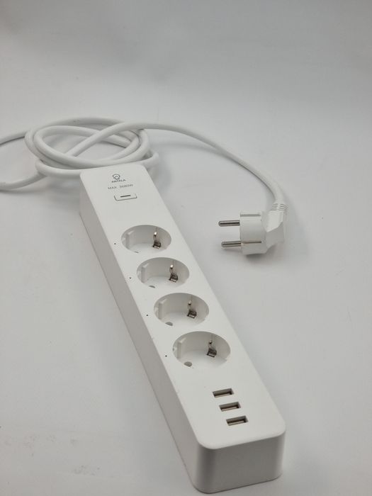 Мережевий фільтр Antela 3680MAX, 4×AC + 3×USB (2886)