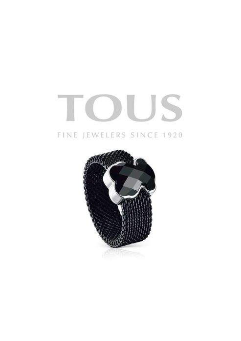 TOUS pierścionek Mesh Color onyks srebro 925 oryginał