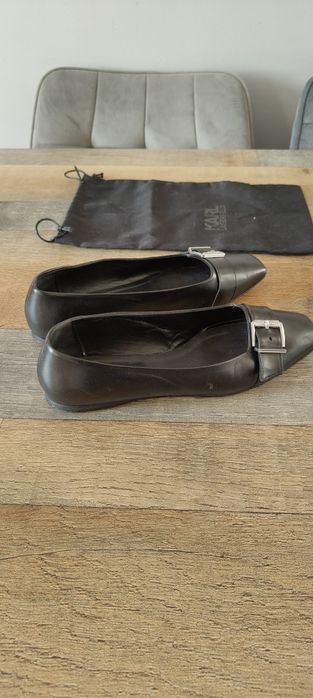 Buty baleriny skórzane damskie Karl Lagerfeld Konnie rozmiar 39 czarne