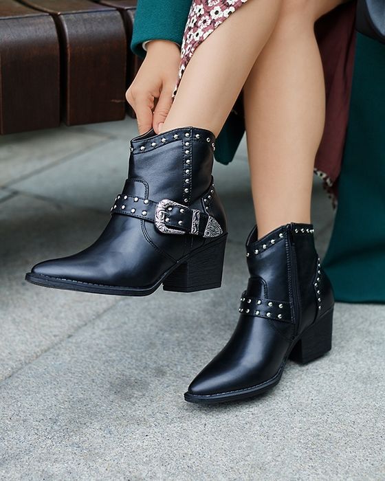 36 37 38 kowbojki 39 40 botki z noskiem w szpic na słupku z klamrami