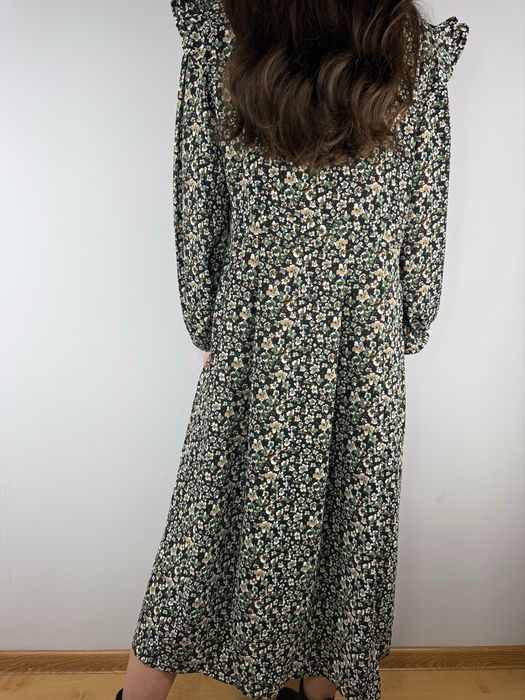 Długa sukienka maxi retro w kwiatki łączka Rainbow rozmiar 42 XL