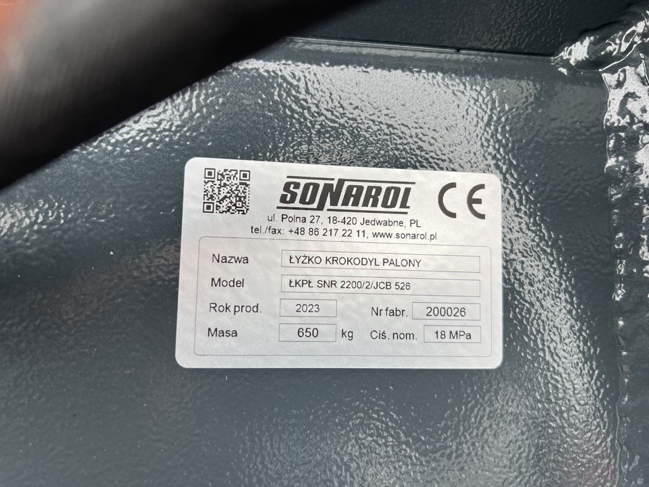 Łyżko-krokodyl Sonarol do 2,2m OD RĘKI JCB 526 s, ząb palony