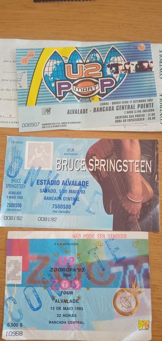 Bilhetes concertos dos anos 90