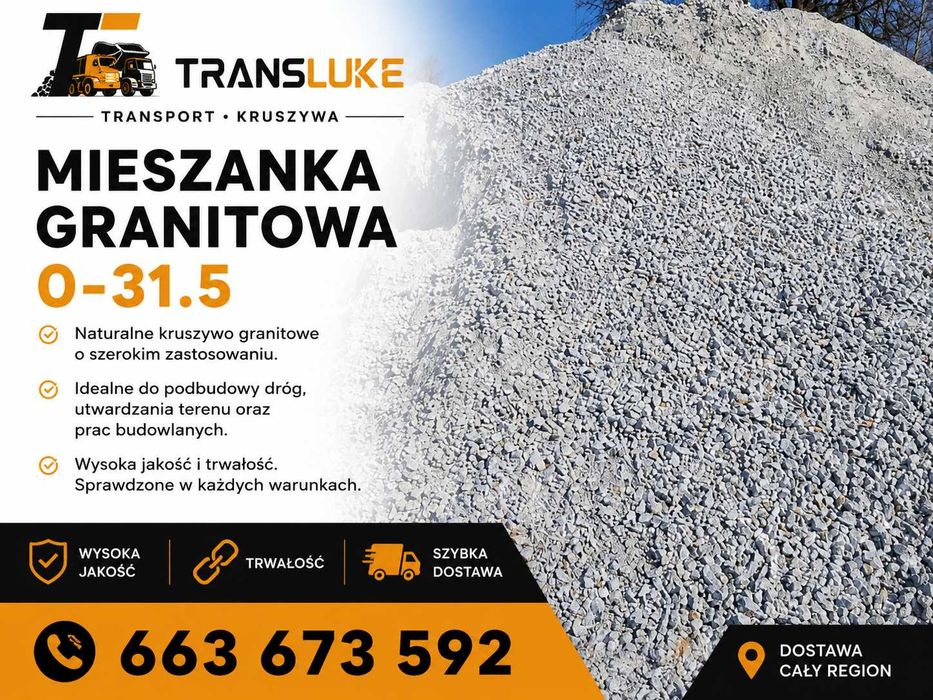 KRUSZYWA GRANITOWE I BAZALTOWE | Grys | Piasek | Tłuczeń | Transport