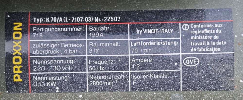 Proxxon K70/A (L-7107.03) komptesor