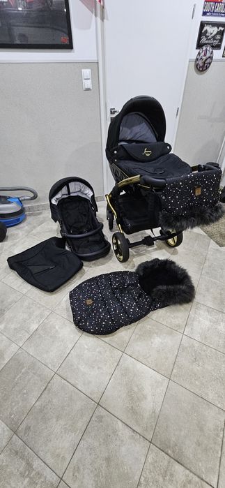 Wozek 3w1 Junama Diamond s-line czarny czarno zloty