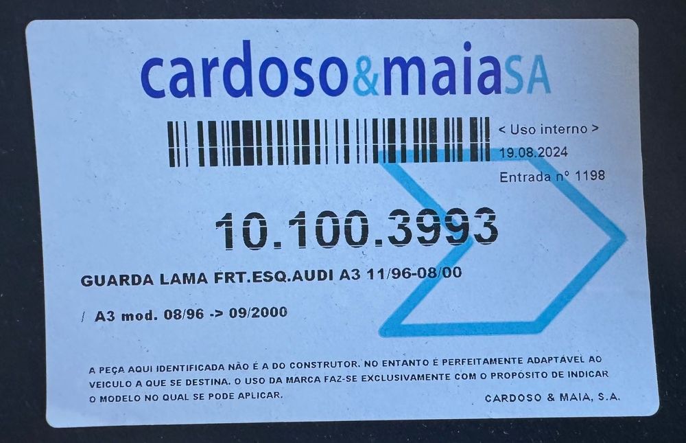 Guarda-lamas frente esquerdo Audi A3 1.8 T
