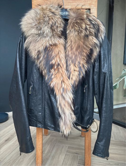 Skórzana ramoneska damska z futrem jenota