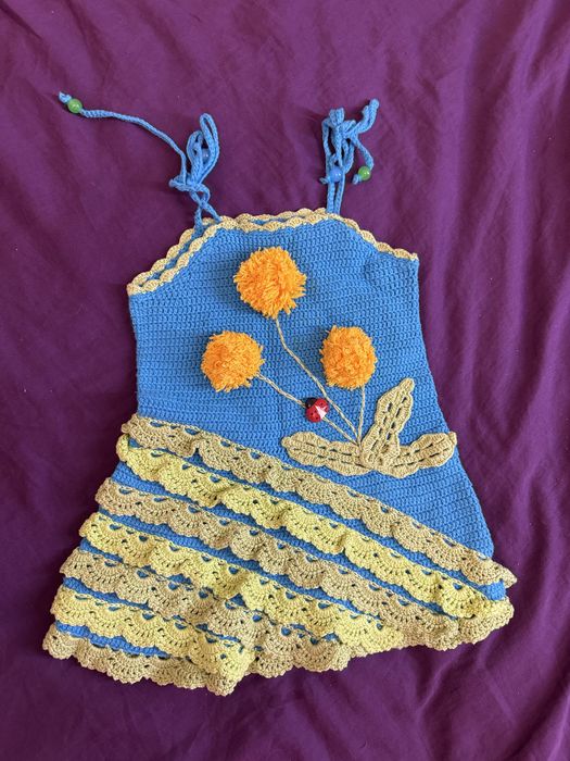 Сарафан вязаный на 1-2 года ручная работа платье Handmade плаття