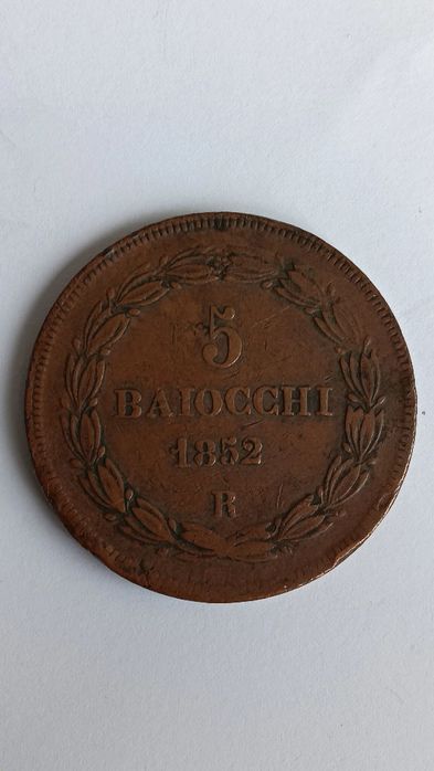 Moeda Estados Papais de 1852