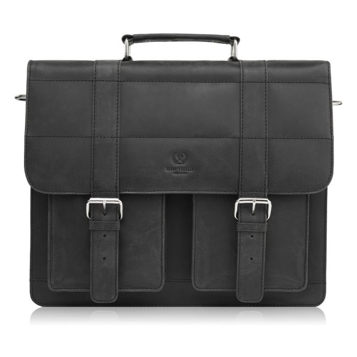 torba męska na ramię skórzana vintage czarna paolo peruzzi t-100-hbl