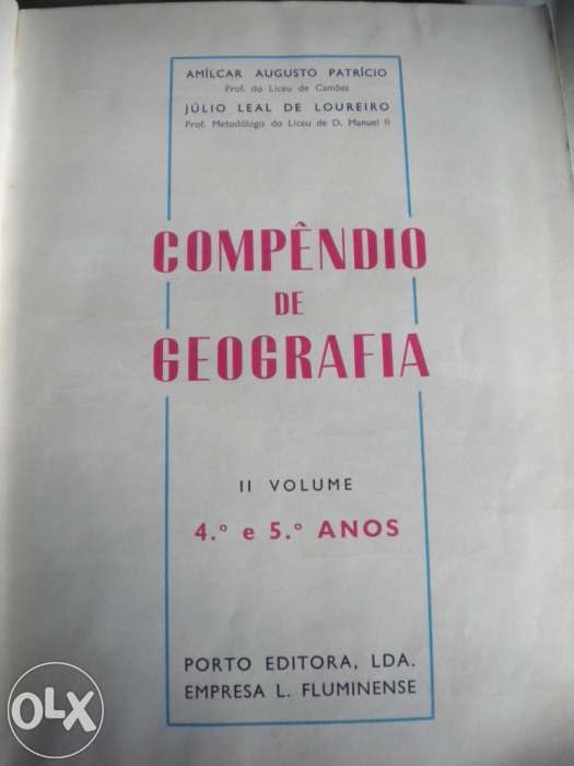 Livro "Compêndio de Geografia" antigo