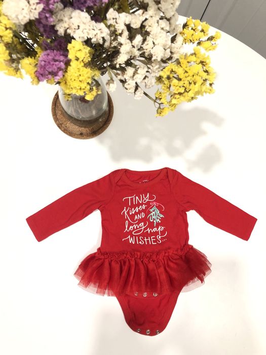 Новорічний бодік зі спідничкою на дівчинку новонадюроджену