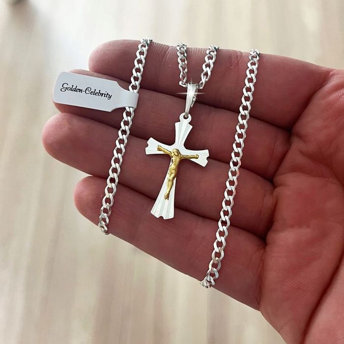 Piękny Srebrny Naszyjnik Komunijny Pancerka 925 Na Chrzest Komunię + G