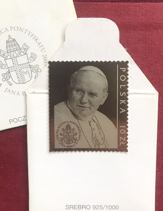 Jan Paweł II 3 sztuki znaczek pocztowy srebrny komunia Polska