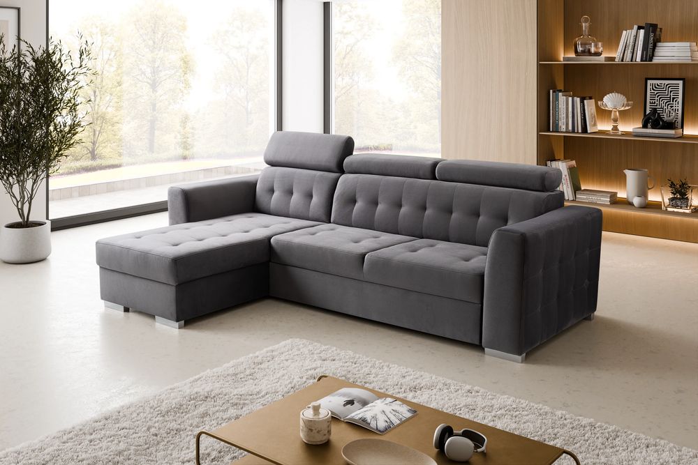 Narożnik ZARA 230 x 165 - funkcja spania, pojemnik, ruchome zagłówki