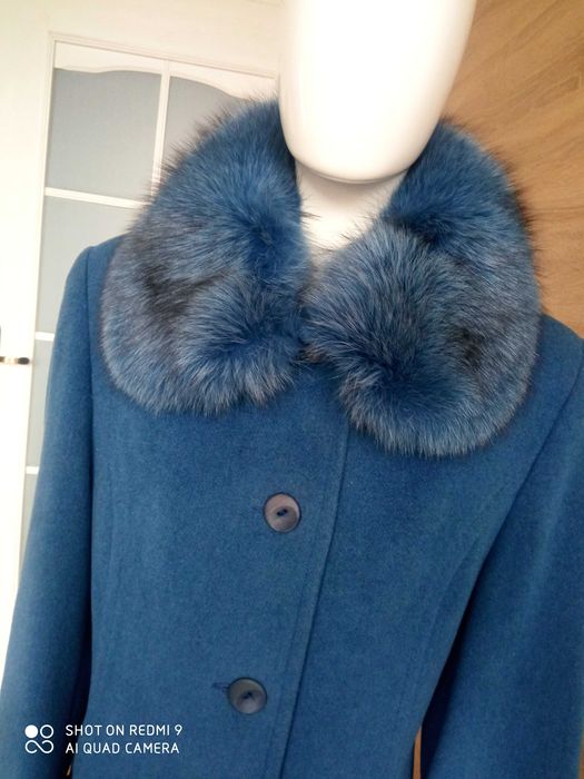 Wełna 100%  naturalny lis płaszcz maxi