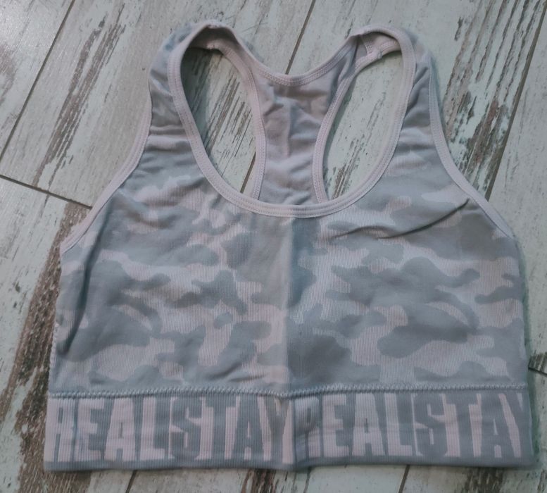 Stanik sportowy S szaro-różowy