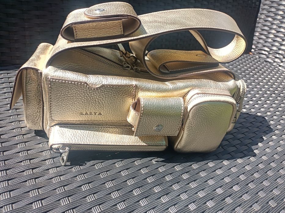 Сумка кожаная золото Karya