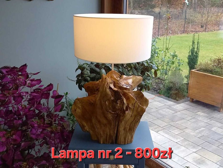 Lampa rustykalna z drewna dębowego