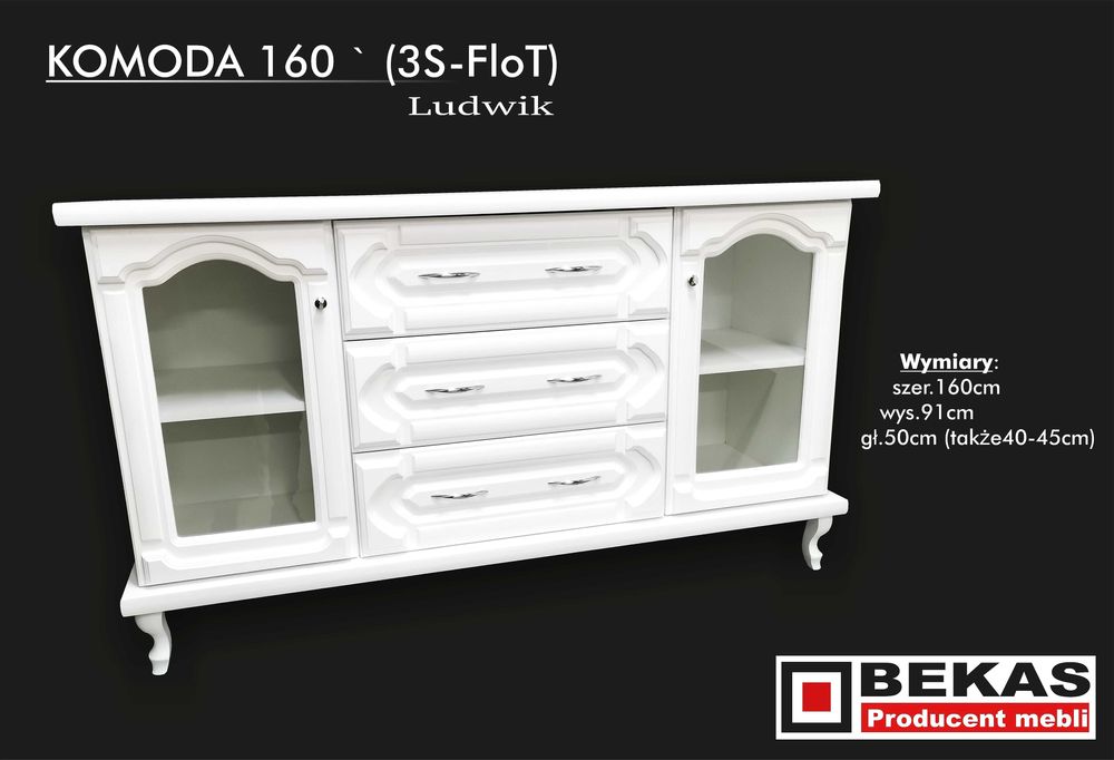 Prześliczna Witryna 90` Biała Prowansalska Dąb Ludwik Producent BEKAS