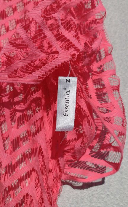 Новая яркая розовая летняя пляжная туника сетка с бахромой Essentiel