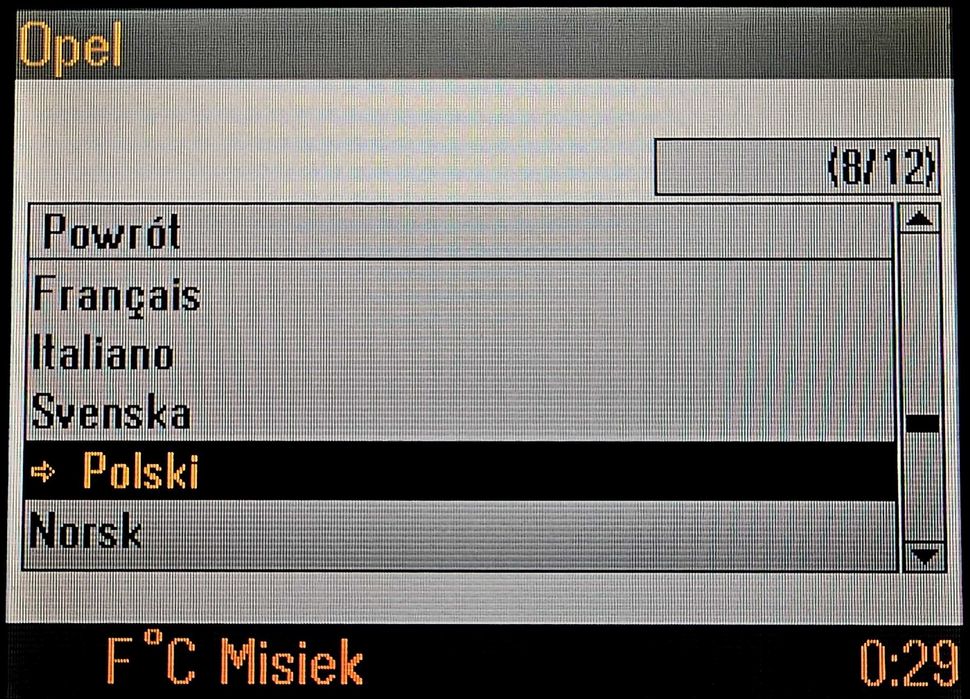 Opel Omega CID - język polski