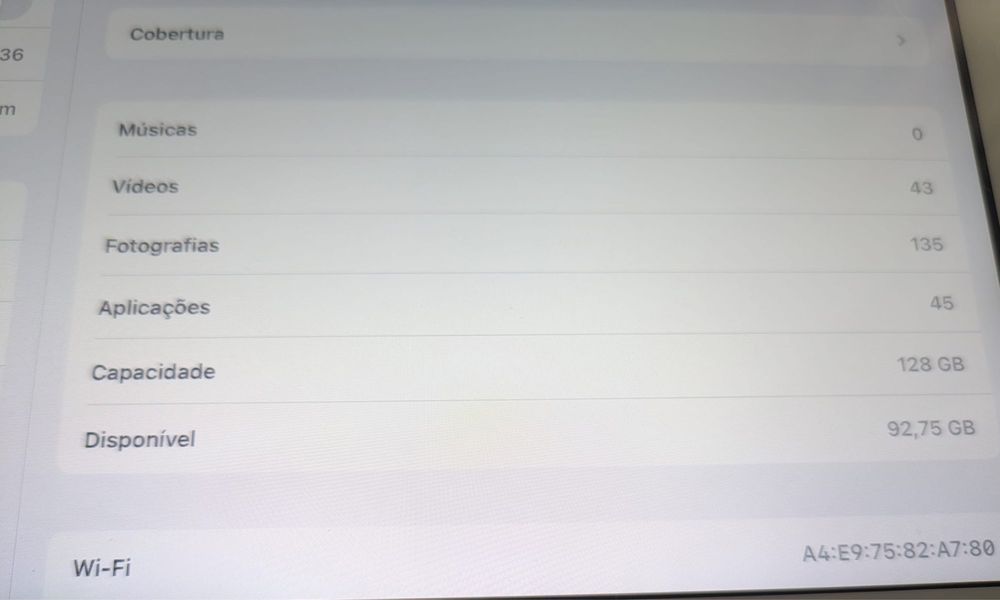Ipad de 5a geracao 128 como novo