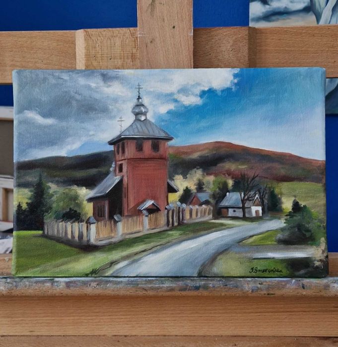 Obraz olejny Cerkiew w Regietowie, 20x30cm