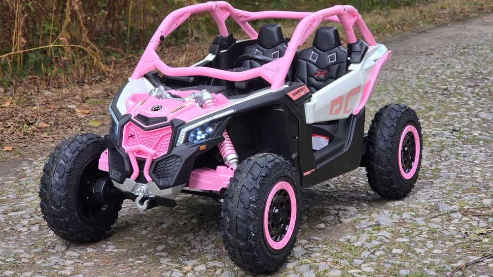 Buggy CAN-AM Maverick DELUXE + POMPOWANE KOŁA 4x200W 24V20Ah Różowy