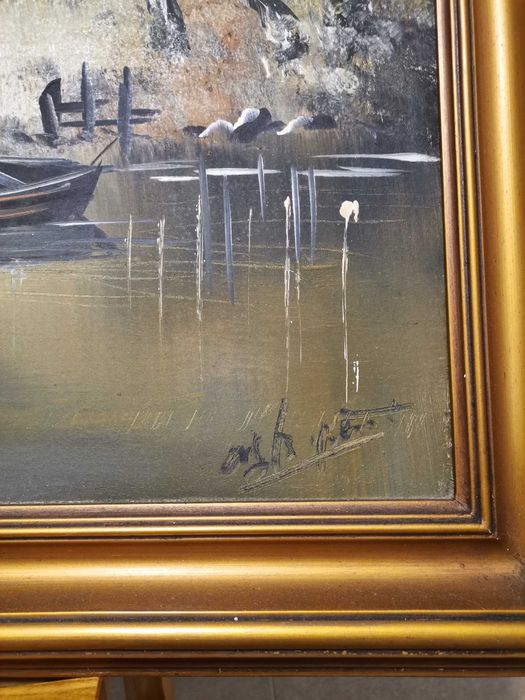 Pintura a óleo com moldura