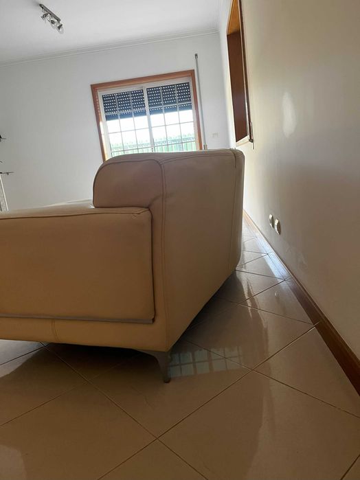 Sofá da marca Agol, Bege, modular em pele de 1ª genuína