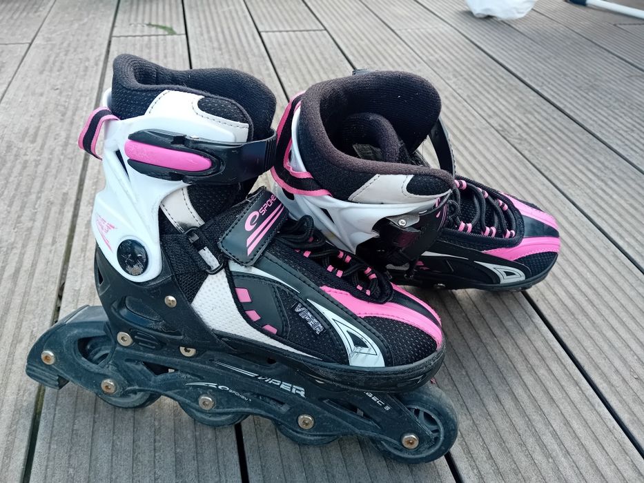 Rolki Spokey TORQUE II roz 33 - 36 czarne różowe regulowane  dziecka