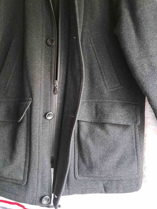 Czarny, krótki męski płaszcz/kurtka, 80 % wełna, Canda, r. 54 C