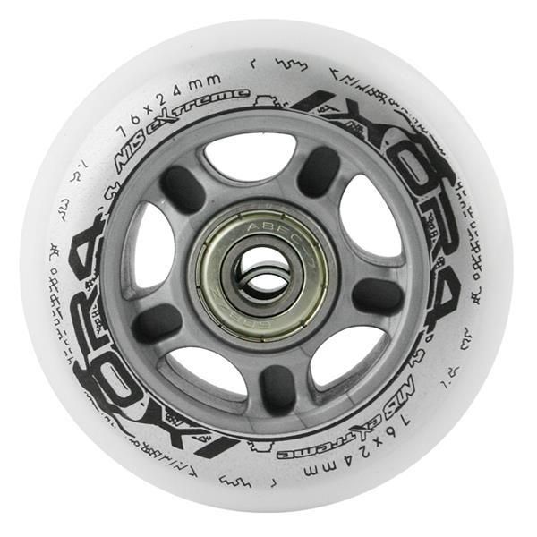 Kółka Hulajnogi Deskorolki 76x24 Mm 82A ABEC-7 Zestaw 4szt Białe Do Jazdy Szybkie Oś Nils Extreme